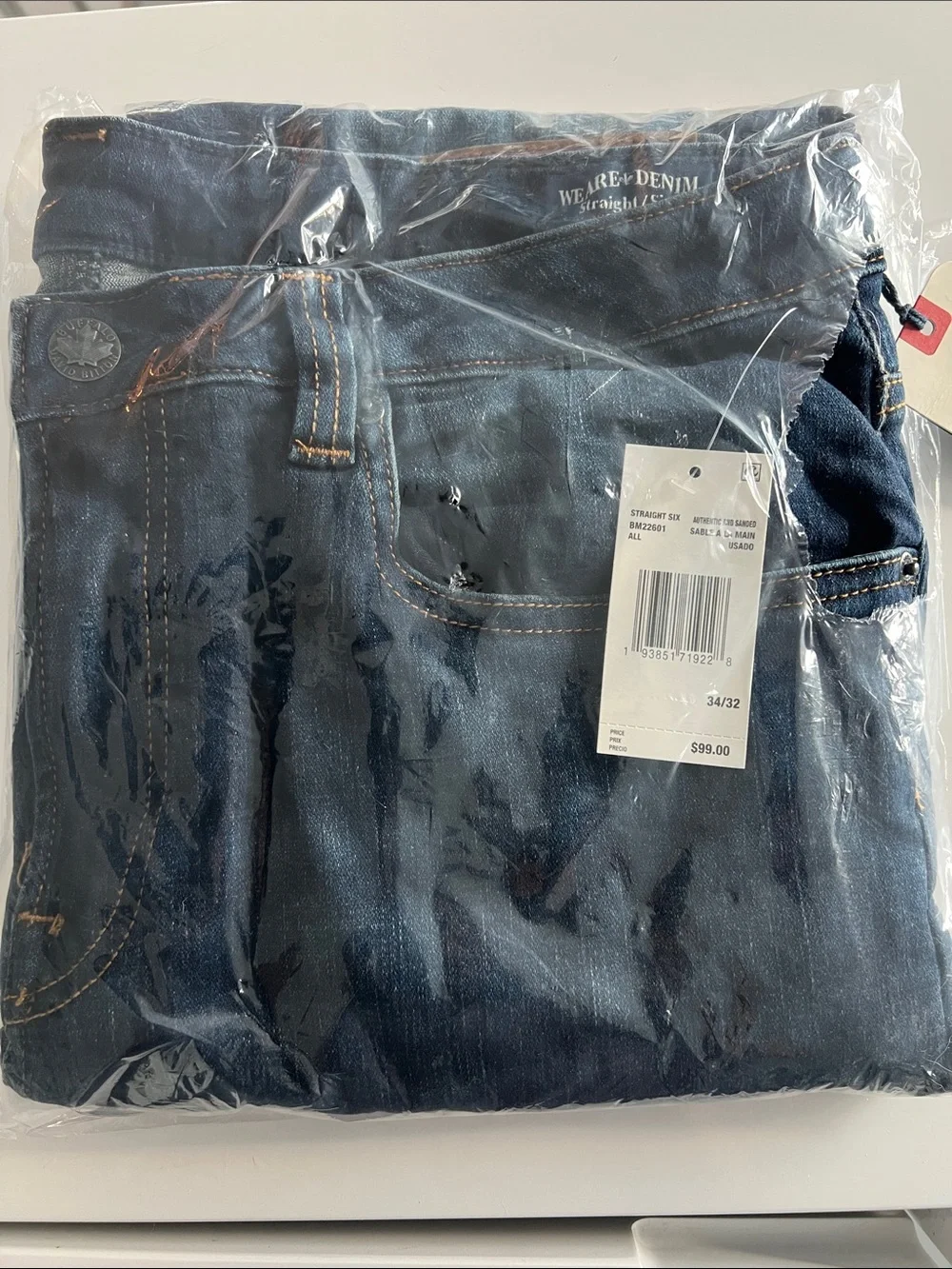 Buffalo David Bitton Men's Dark Blue Straight Jeans 34/32